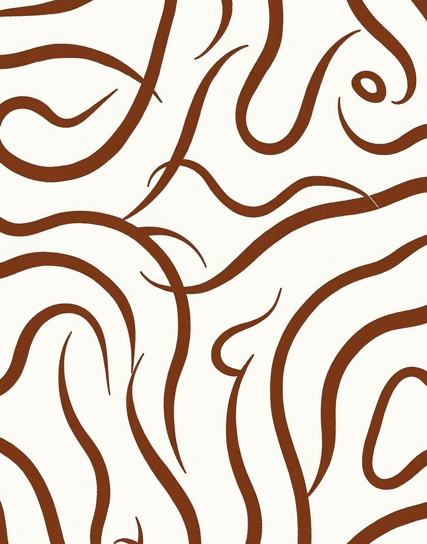 Brown Swirling Abstract Line Rug