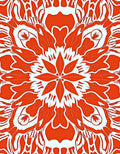 Fiery Orange White Floral Mandala Rug