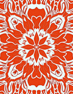 Fiery Orange White Floral Mandala Rug