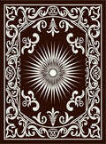 Dark Brown Sunburst Medallion Border Rug