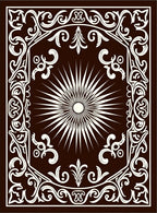 Dark Brown Sunburst Medallion Border Rug