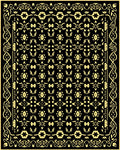Black and Gold Decorative Geometric Border Rug