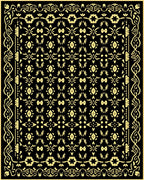 Black and Gold Decorative Geometric Border Rug