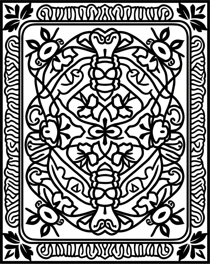 Monochromatic Black Floral Insect Rug