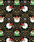 Whimsical Christmas Sheep Golden Swirls Rug