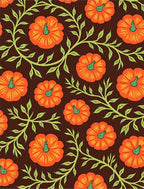 Orange Pumpkin Vine Foliage Brown Rug