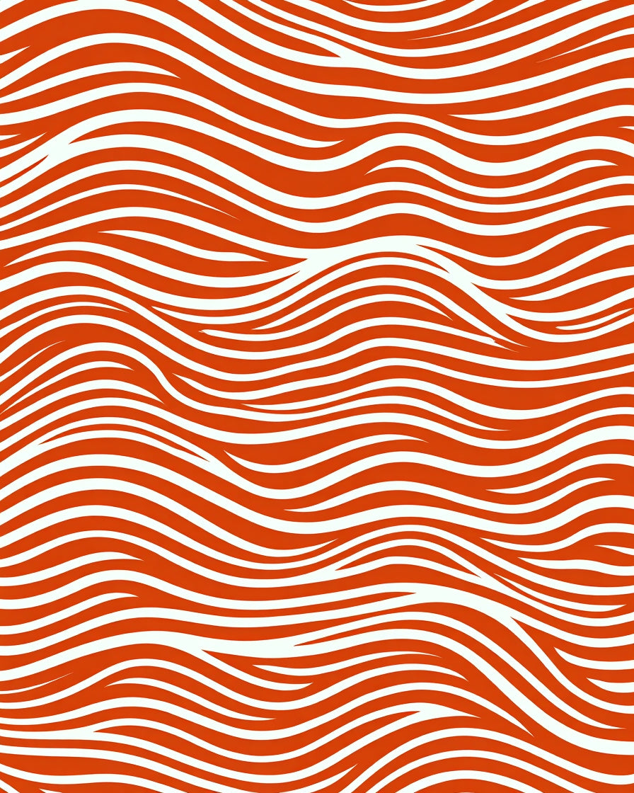Vibrant Orange White Wave Lines Rug