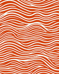 Vibrant Orange White Wave Lines Rug