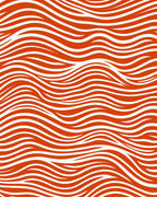 Vibrant Orange White Wave Lines Rug