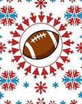 Brown Football Snowflakes Red Blue Rug