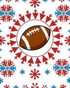 Brown Football Snowflakes Red Blue Rug