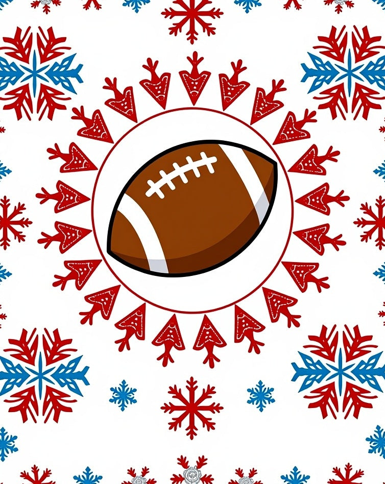 Brown Football Snowflakes Red Blue Rug