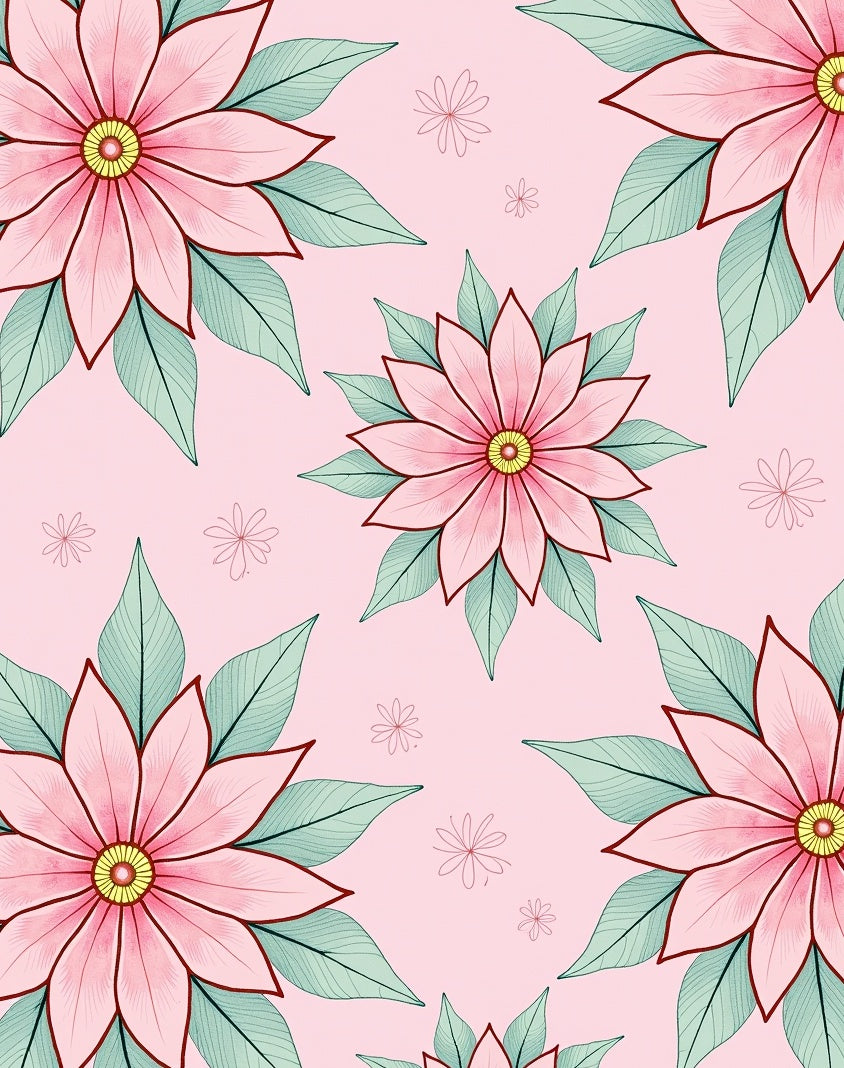 Pink Floral Medallion Garden Rug