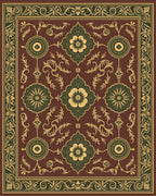 Crimson Floral Medallion Art Deco Rug