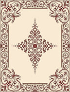 Ornate Burgundy Medallion Border Rug