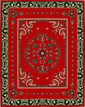Bold Crimson Floral and Leaf Medallion Rug