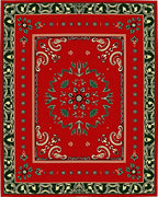 Bold Crimson Floral and Leaf Medallion Rug