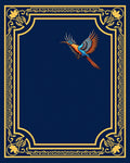 Golden Ornate Blue Bird Border Rug