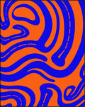 Vibrant Orange Blue Swirl Flow Rug