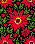 Bright Red Yellow Floral Garden Rug