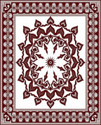 Maroon Floral Medallion Border Rug