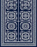 Navy White Geometric Medallion Border Rug