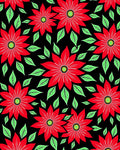 Bold Red Floral Garden Black Ground Rug