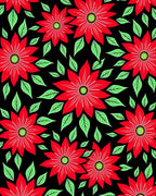 Bold Red Floral Garden Black Ground Rug