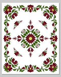 Deep Burgundy Floral Garland Border Rug