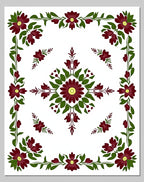Deep Burgundy Floral Garland Border Rug