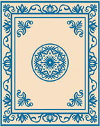 Royal Blue Floral Medallion Border Rug