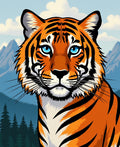 Bold Orange Tiger Face Blue Eyes Rug