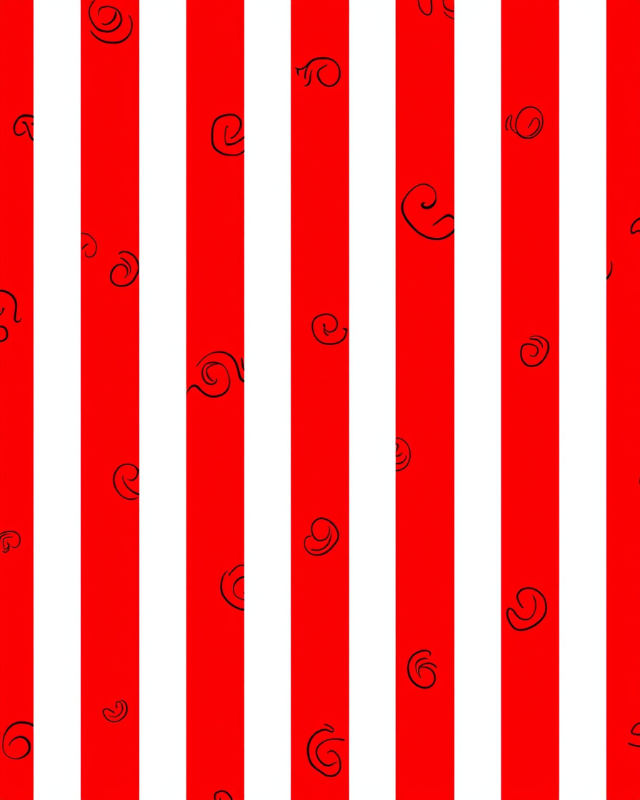 Bold Red White Stripe ScrollRug Rug