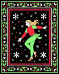 Festive Dancer Snowflakes Holiday Border Rug