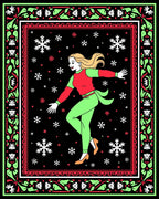 Festive Dancer Snowflakes Holiday Border Rug
