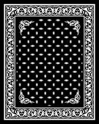 Black White Floral Classic Border Rug