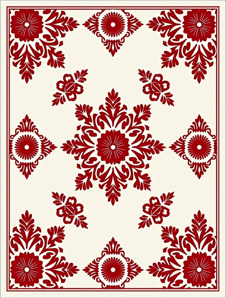 Crimson Floral Medallion Arrangement Rug
