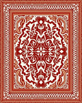 Ornate Red and Cream Ornamental Rug