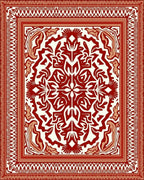 Ornate Red and Cream Ornamental Rug