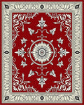 Ornate Red Floral Scrollwork Rectangle Rug