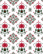 Classic Red Green Floral Symmetry Rug