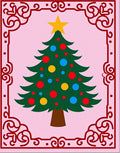 Festive Evergreen Tree Circles Border Rug