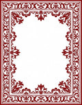 Deep Red Victorian Scroll Frame Rug