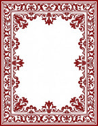 Deep Red Victorian Scroll Frame Rug