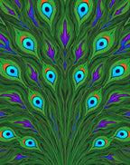 Emerald Peacock Feather Swirls Rug