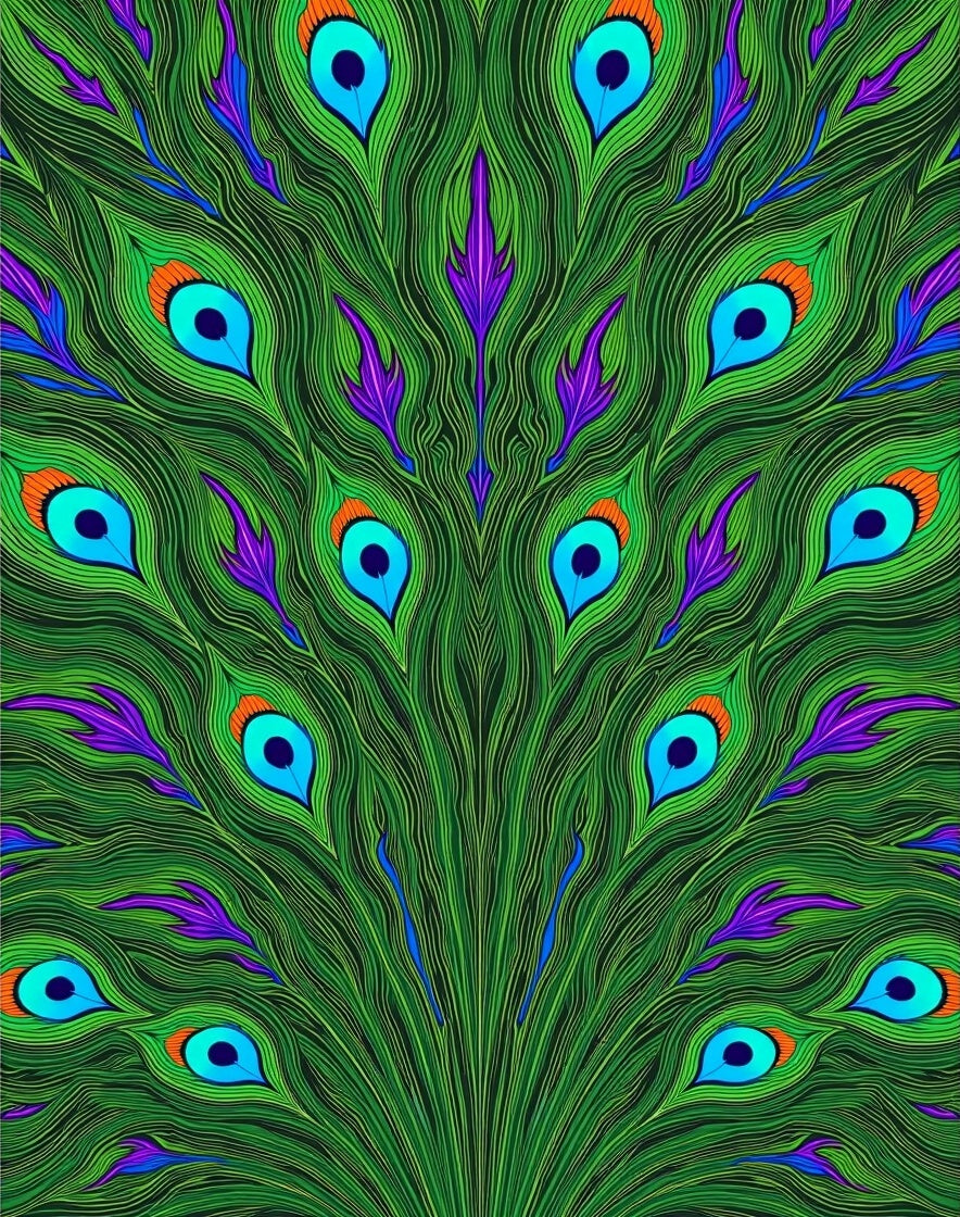 Emerald Peacock Feather Swirls Rug