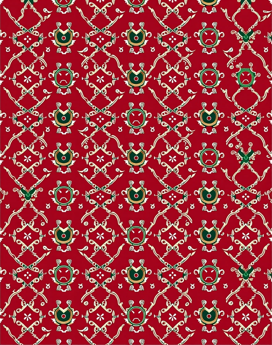 Red Emerald Green Orb Medallion Rug