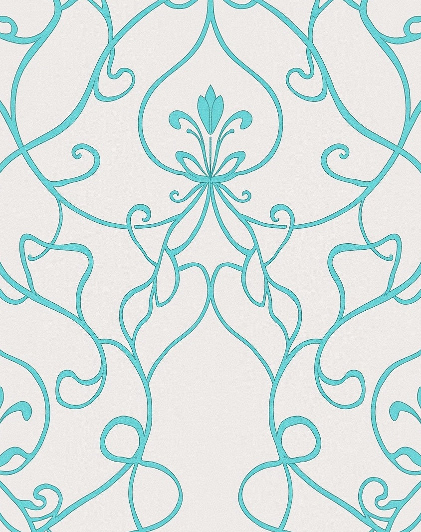 Aqua Swirl Floral Medallion Rug