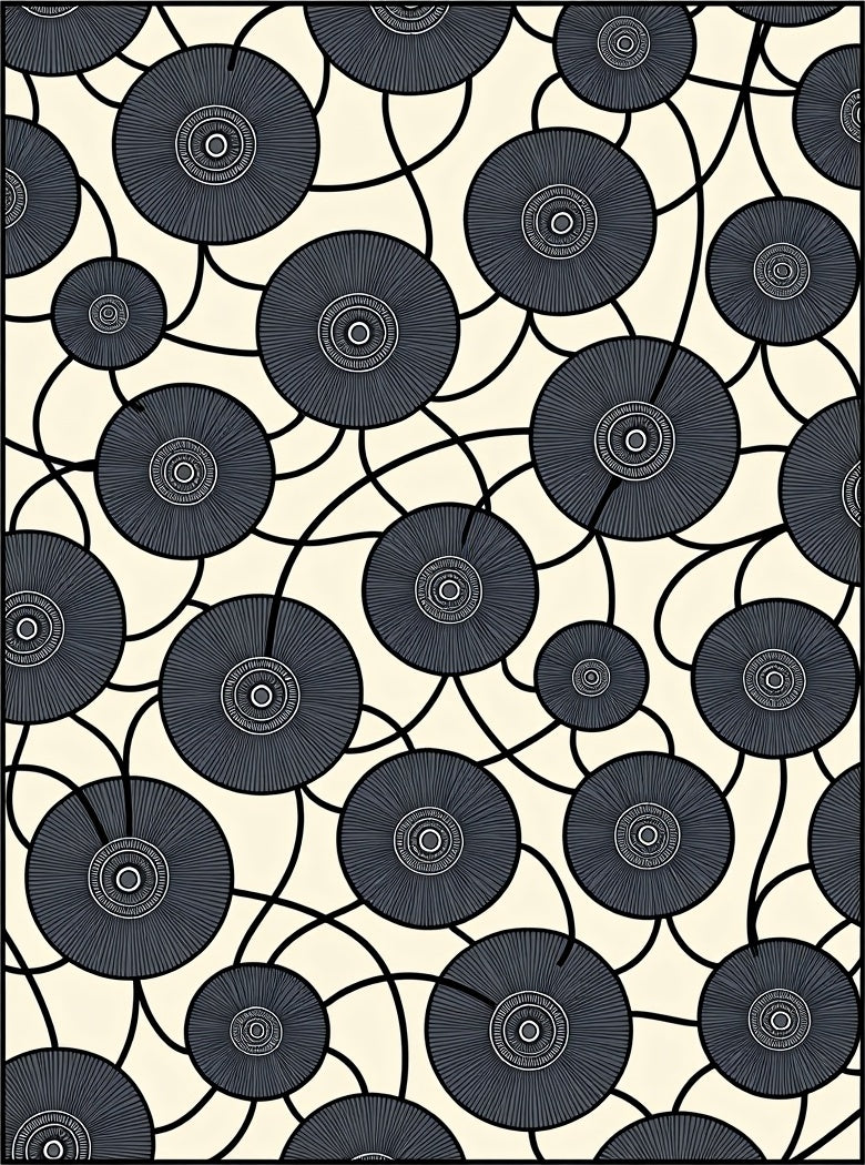 Dark Gray Circular Radiating Elements Rug