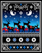 Midnight Blue Deer Moon Stars Rug